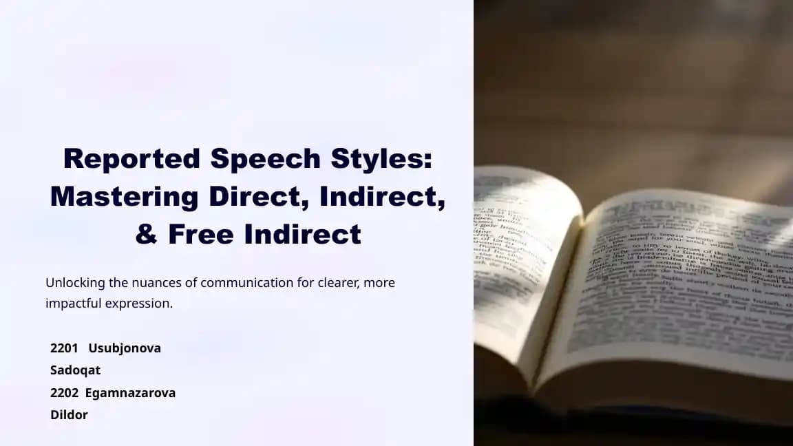 Reported Speech Styles: Mastering Direct, Indirect, & Free Indirect