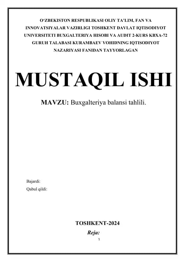 Buxgalteriya balansi tahlili