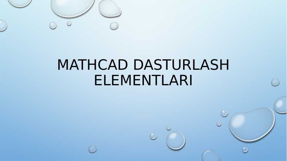 Mathcad dasturlash elementlari