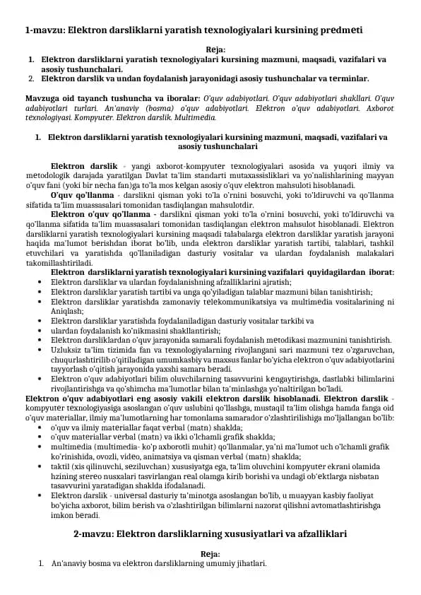 elektron darslik yaratish