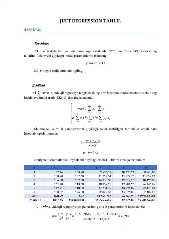 JUFT REGRESSION TAHLIL