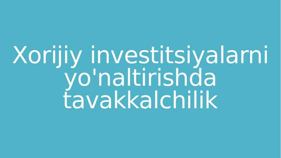 Xorijiy investitsiyalarni yo'naltirishda tavakkalchilik