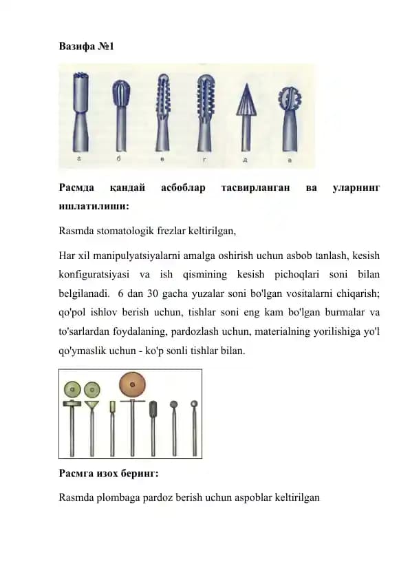 Stomatologik(ishchi daftar) asboblar PRS 7