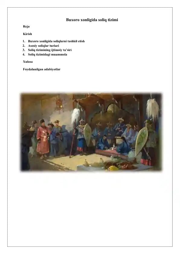 Buxoro xonligida soliq tizimi.