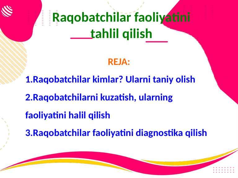 Raqobatchilar faoliyatini tahlil qilish