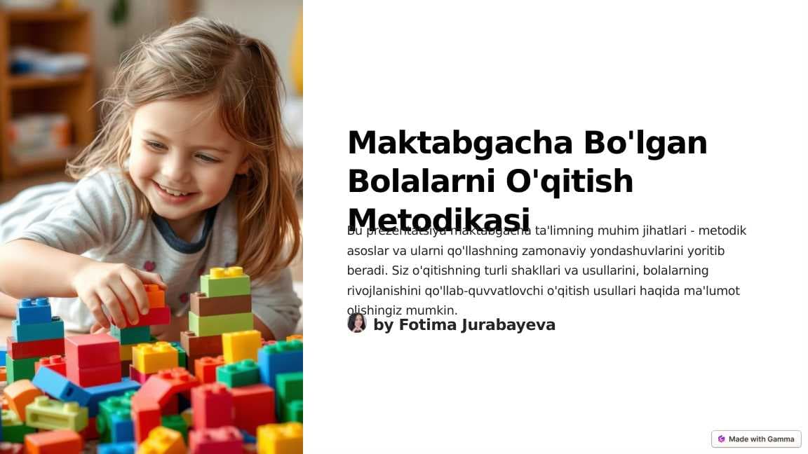 Maktabgacha bolgan bolalarni o'qitish metodikasi