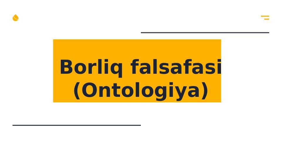 Borliq falsafasi (Ontologiya)