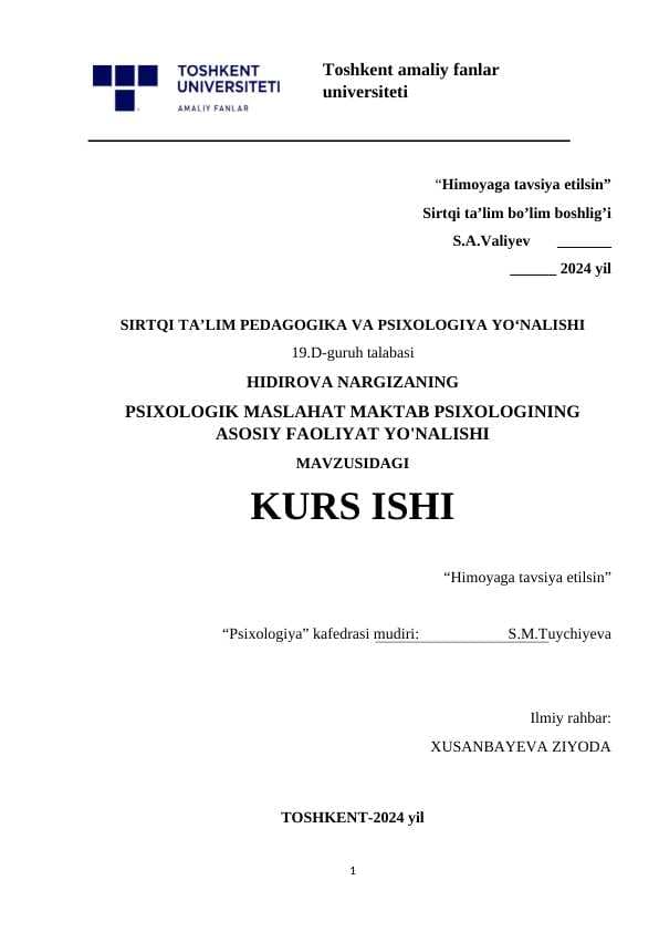 PSIXOLOGIK MASLAHAT MAKTAB PSIXOLOGINING ASOSIY FAOLIYAT YO'NALISHI
