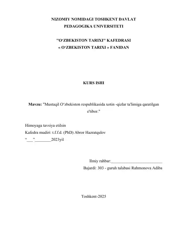 O'zbekiston tarixi bo'yicha