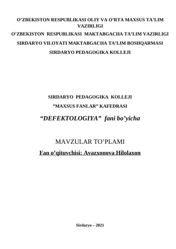 Defektologiya asoslari