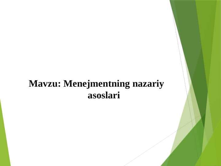 Menejmentning nazariy asoslari