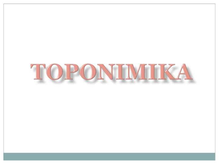 Toponomika