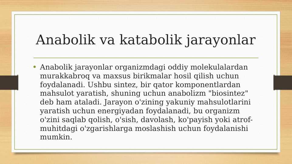 Anabolik va katabolik jarayonlar