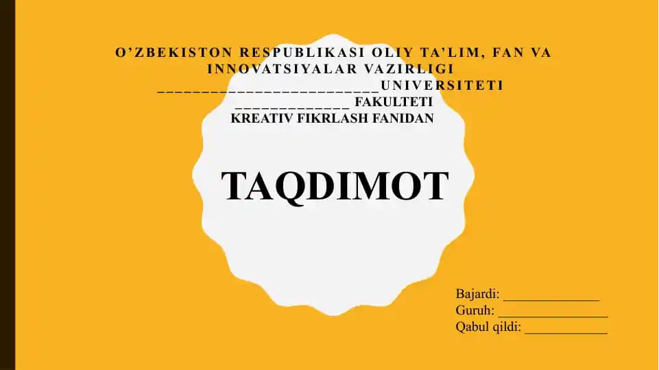 Kreativ fikrlash faniga kirish