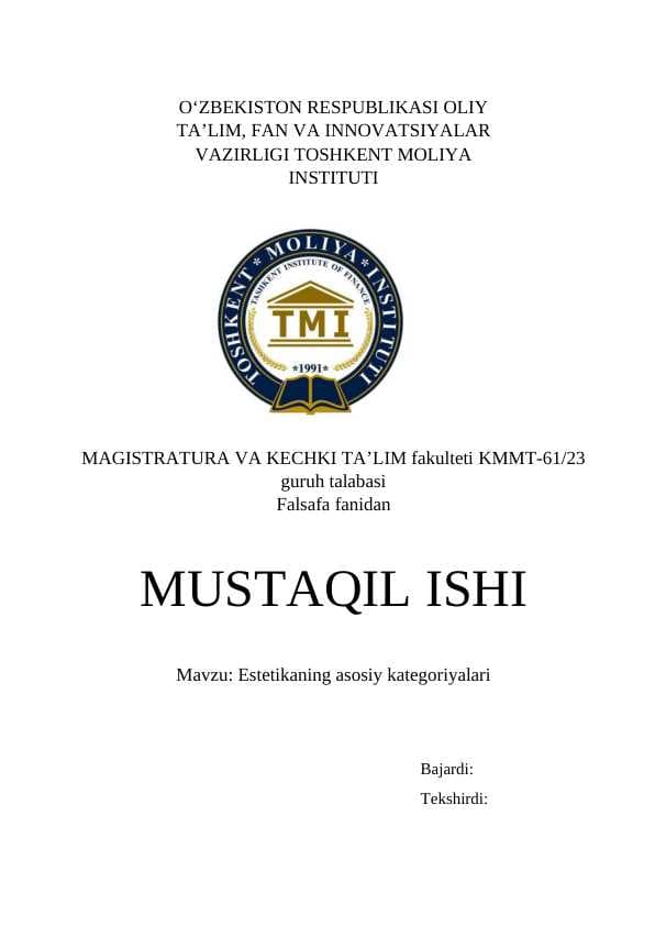 Estetikaning asosiy kategoriyalari