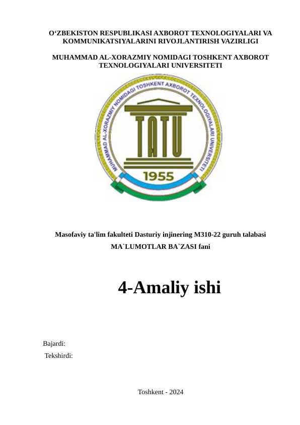 MA’LUMOTLARNI TANLASH VA ULAR USTIDA AMALLAR