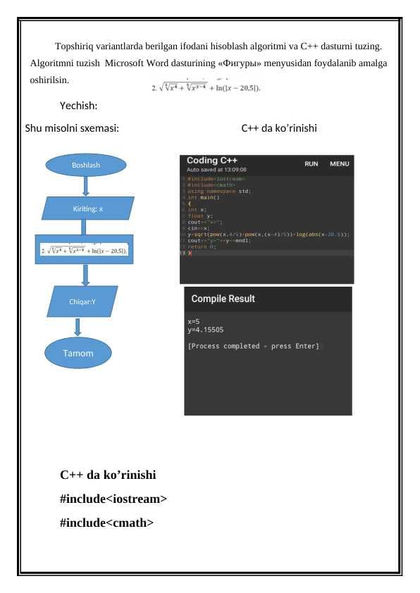 C++ dasturlash tilidan oraliq topshirigʻi