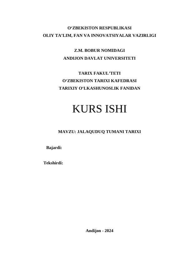 JALAQUDUQ TUMANI TARIXI