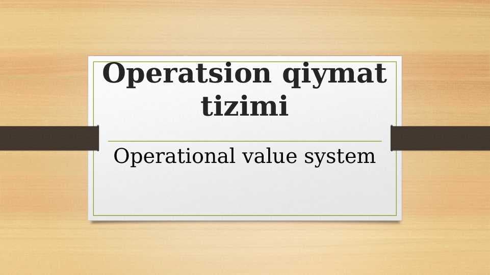operatsion qiymat tizimi