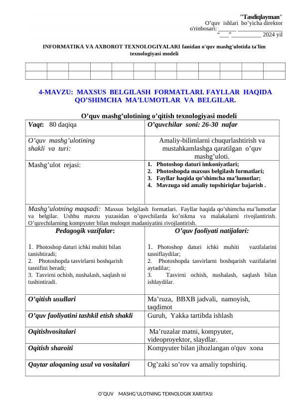 Maxsus belgilash formatlari