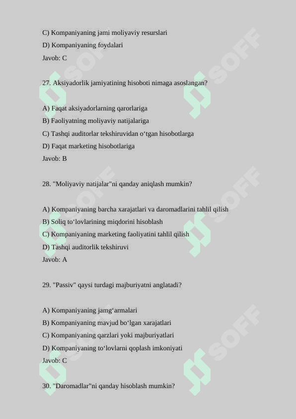 Buxgalteriya hisobi bo‘yicha 100 ta test savollari va javoblari.docx