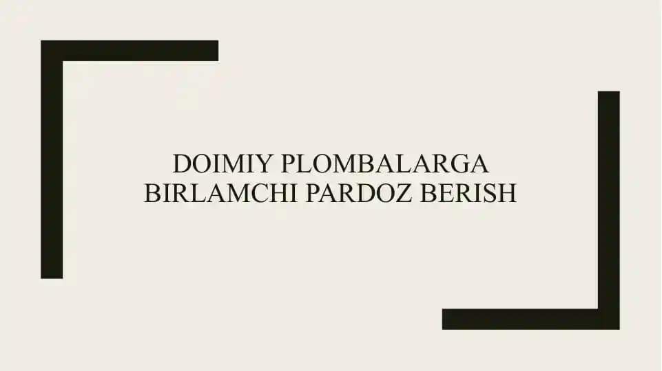 Doimiy plombalarga birlamchi pardoz berish