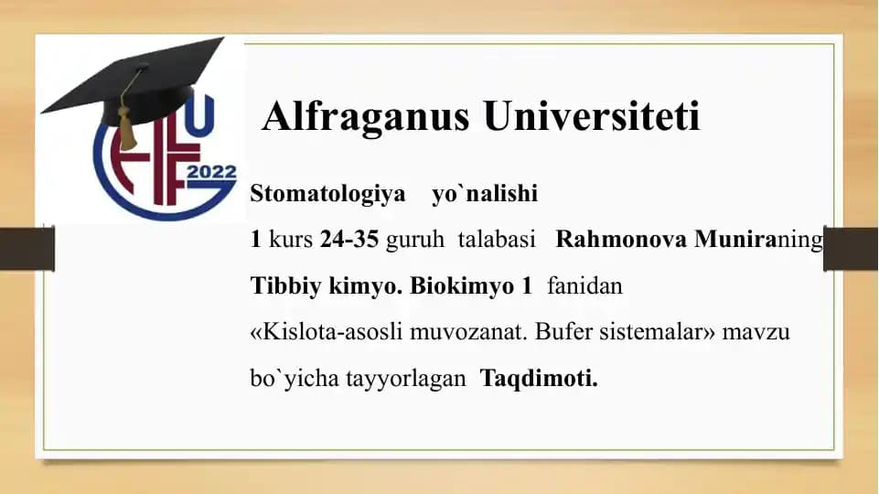 Kislota-asosli muvozanat. Bufer sistemalar