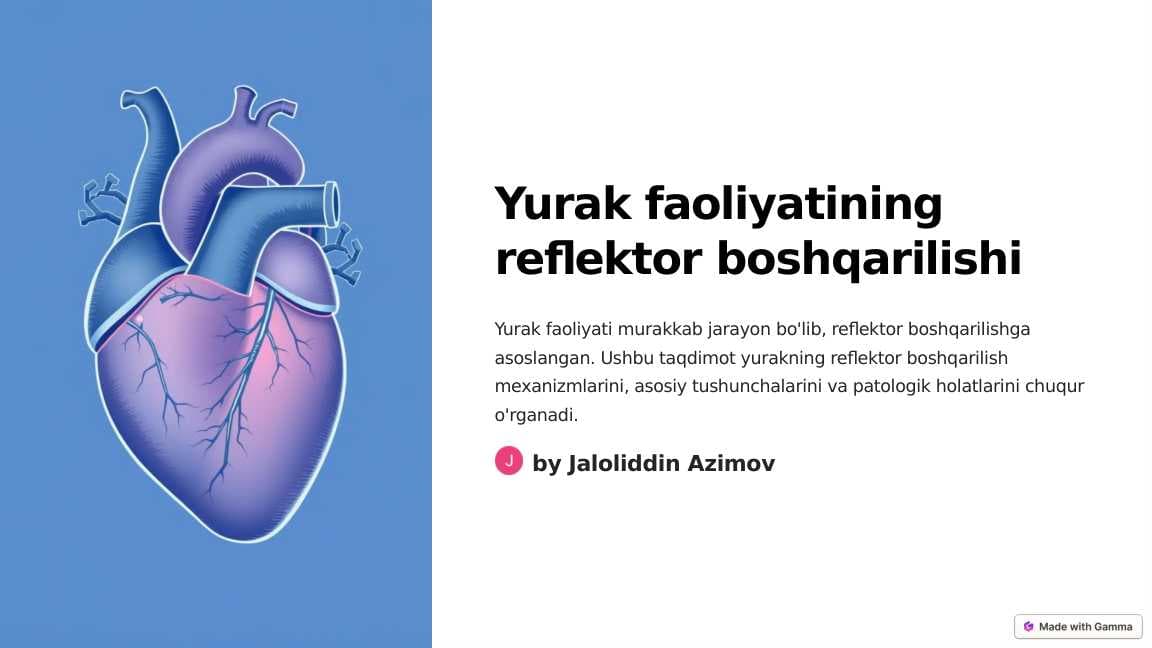 Fiziologiya ,,Yurakning boshqarilish mexanizmlari"