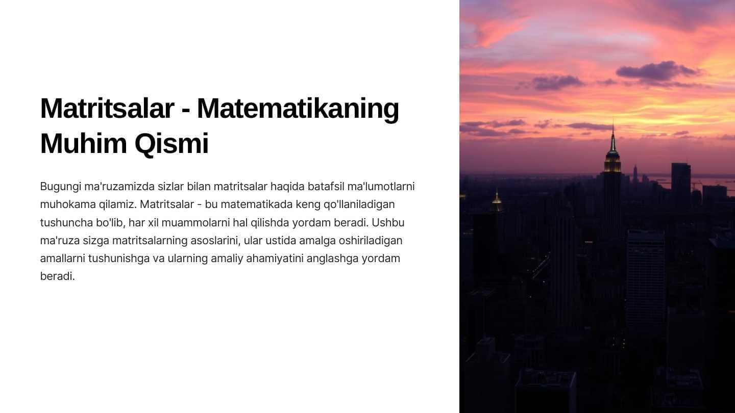 Matritsalar matematikaning muhim qismi
