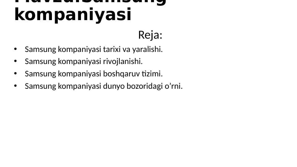 Samsung kompaniyasi pptx