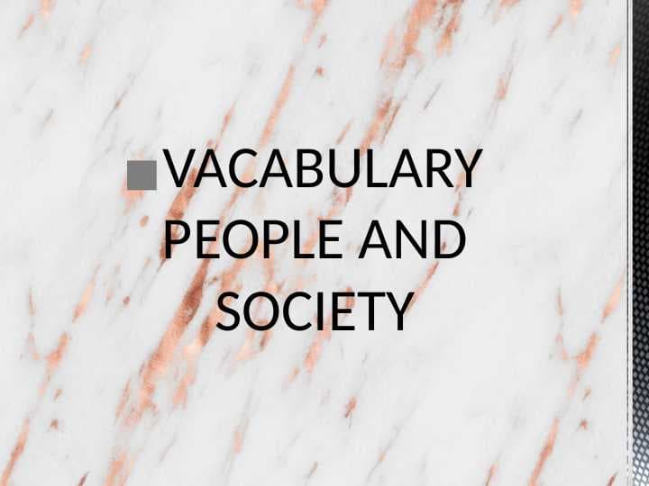 VACABULARY PEOPLE AND SOCIETY