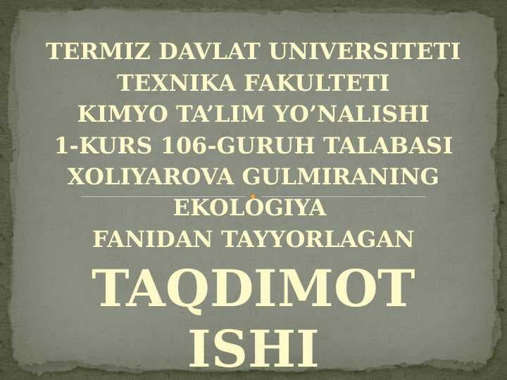 ekologik ta'lim tarbiya