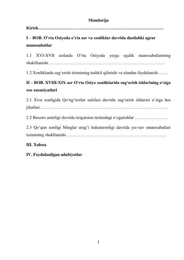 O’rta Osiyoda o’rta asr va xonliklar davrida dastlabki agrar munosabatlar