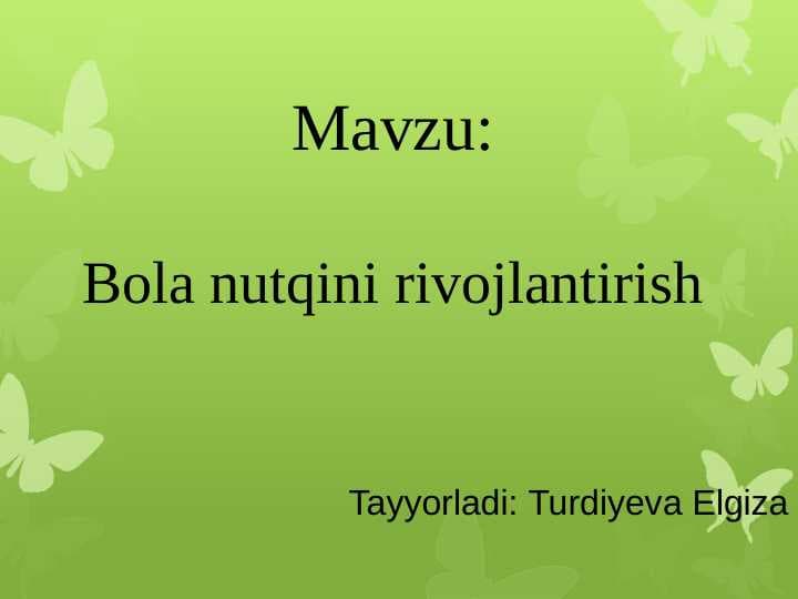 Bola nutqini rivojlantirish