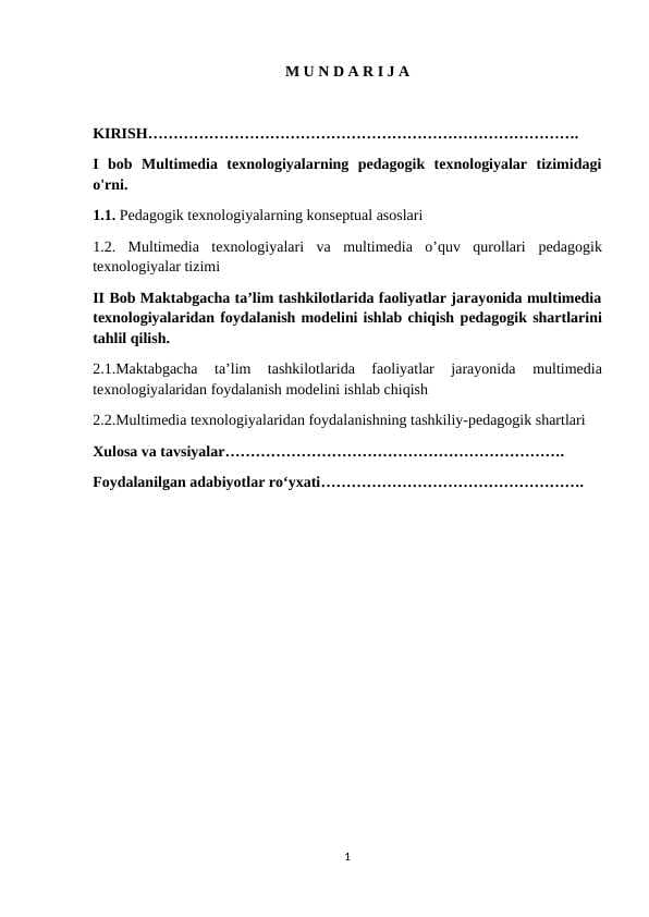 Maktabgacha taʼlim tashkilotlarida multimediyadan foidalanish