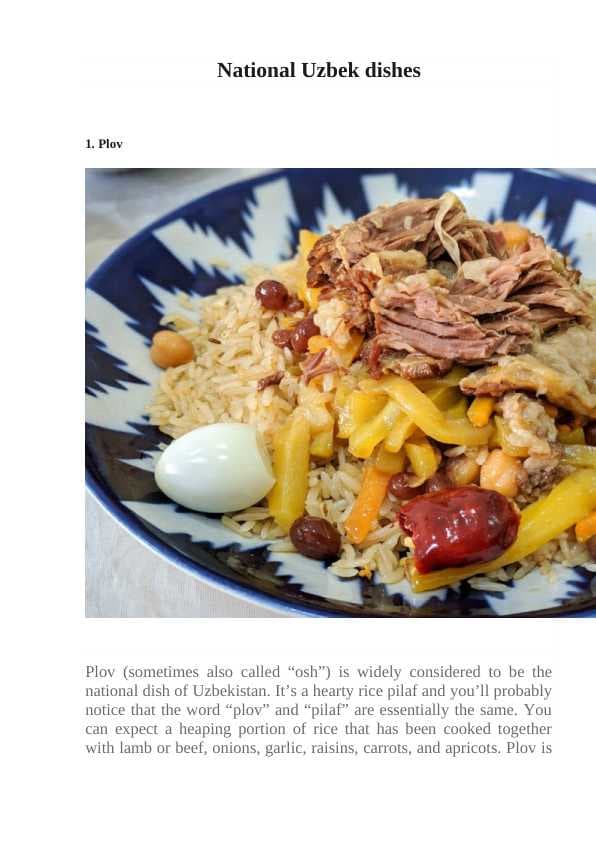 National Uzbek dishes