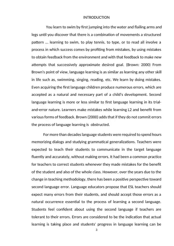 The Correction of Mistakes, ANALYSIS OF ERROR CORRECTION