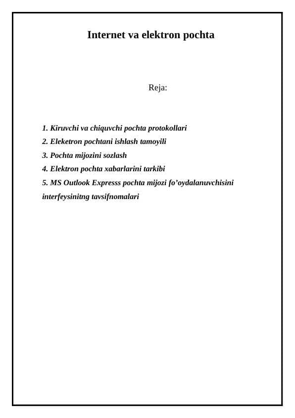 Internet va elektron pochta