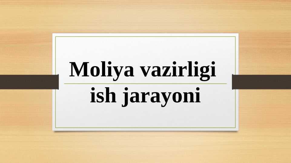 Moliya vazirligi ish jarayoni