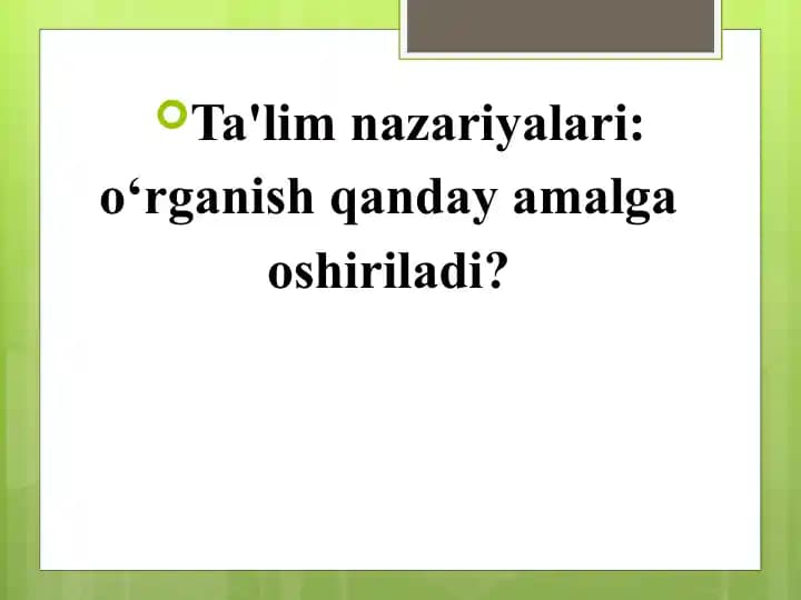 Ta'lim nazariyalari