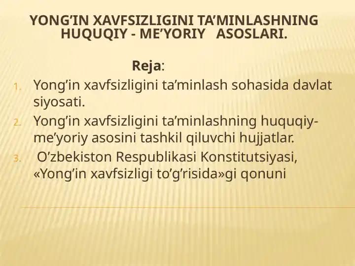 Yong’in xavfsizligini ta’minlashning huquqiy - me’yoriy asoslari