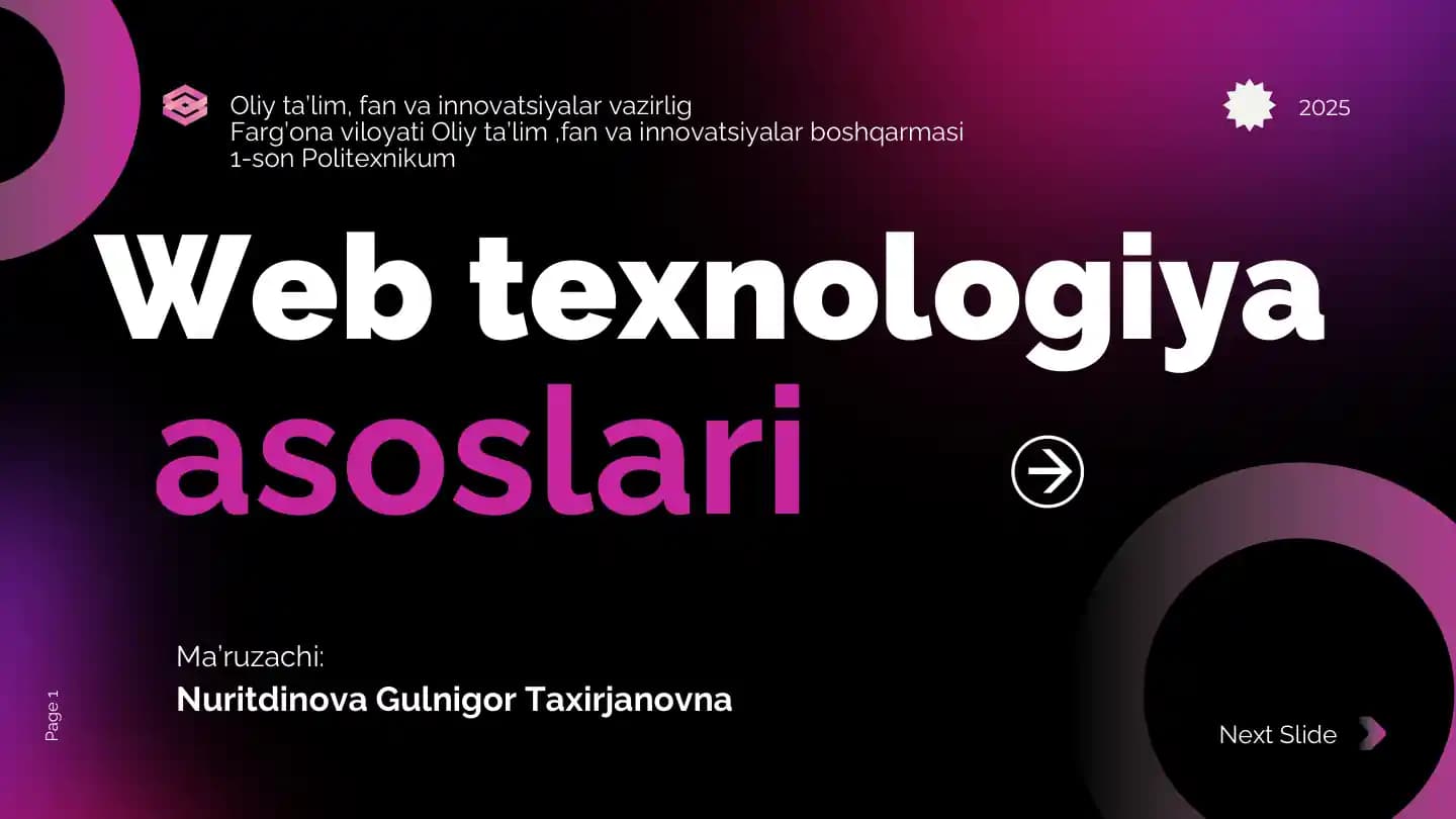 Web texnologiya asoslari