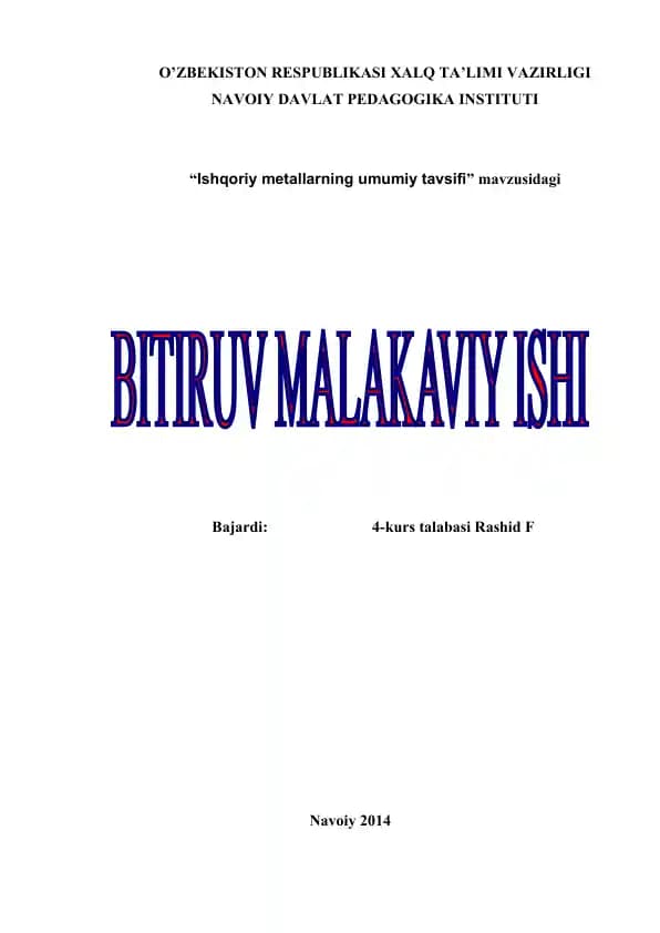 Ishqoriy metallarning umumiy tavsifi