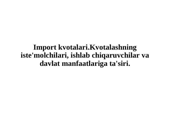 Import kvotalari