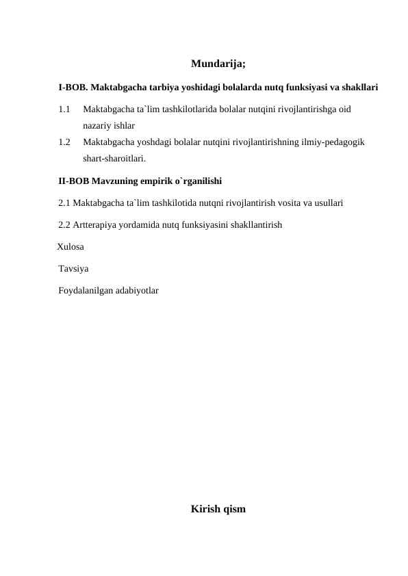 Maktabgacha  tarbiya  yoshidagi  bolalarda  nutq va tafakkur  shakllanishining  xususiyatlari
