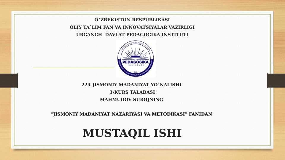 EGILUVCHANLIKNING RIVOJLANISH DARAJASINI ANIQLOVCHI OMLLAR.