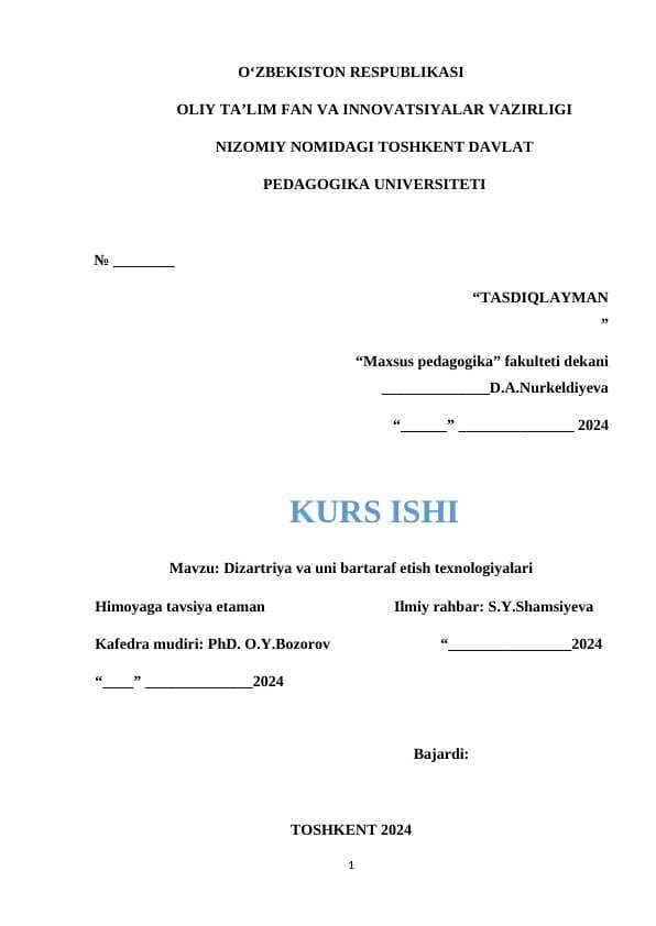 Dizartriya va uni bartaraf etish texnologiyalari