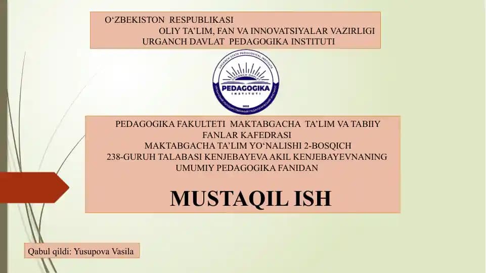 Mirzo Ulug‘bekning pedagogik g‘oyalari va marifatparvarlik foaliyati