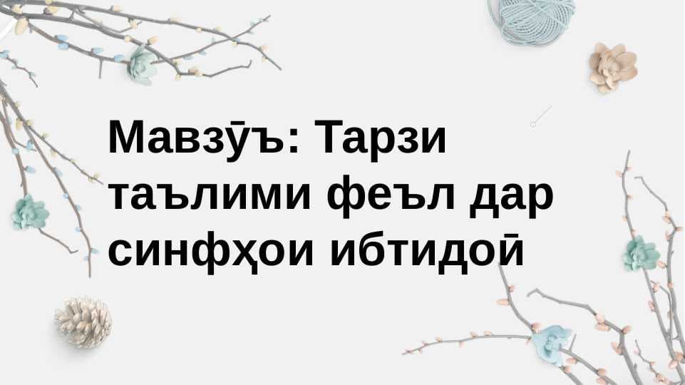 Тарзи таълими феъл дар синфҳои ибтидоӣ