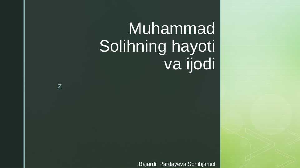Muhammad Solih "Shahboniynoma"